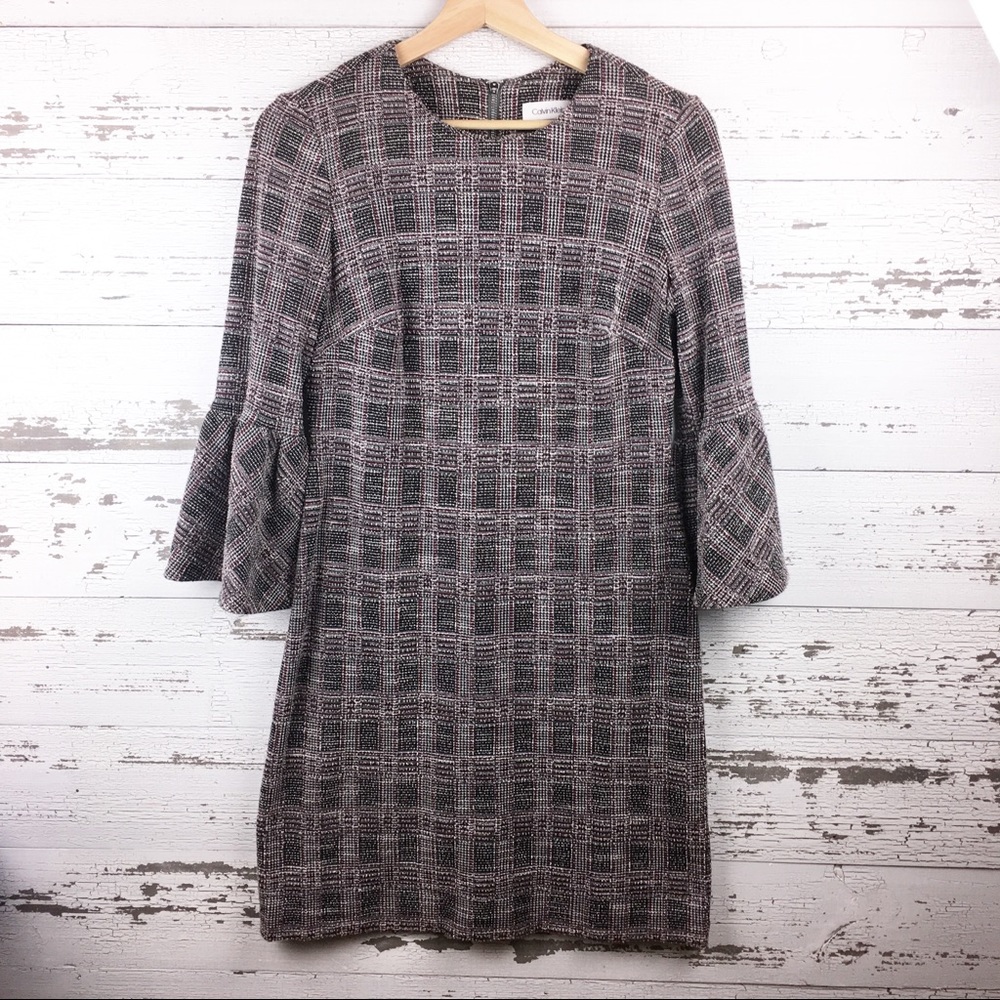 CALVIN KLEIN Flattering Knit Bell Sleeve Dress